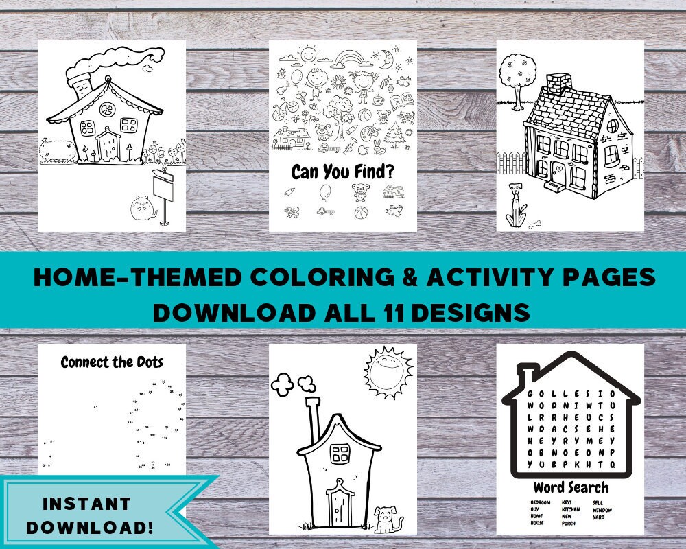 Real estate coloring pages download designs home themed kids activity pages printable showings open houses events appointments mortgage