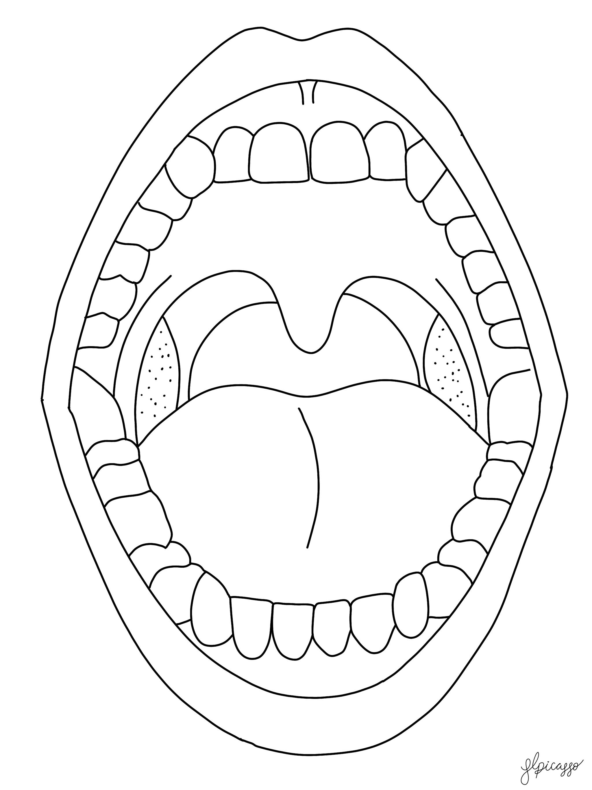 Mouth colouring page