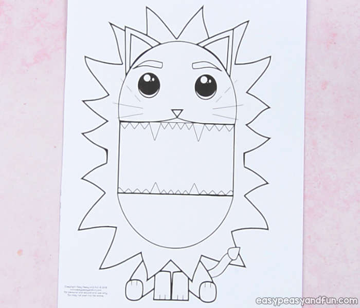 Surprise big mouth lion printable template