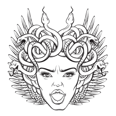 Adult coloring pages medusa cliparts stock vector and royalty free adult coloring pages medusa illustrations