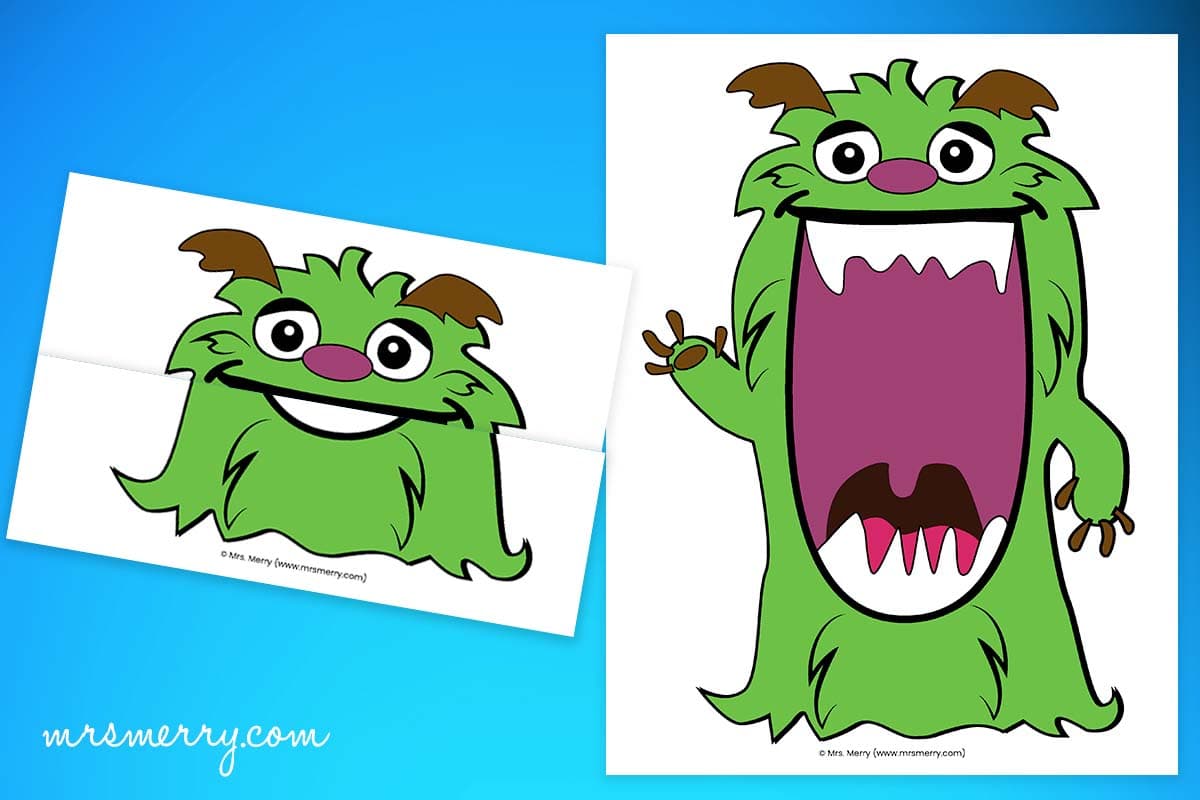 Folding surprise monster printable mrs merry