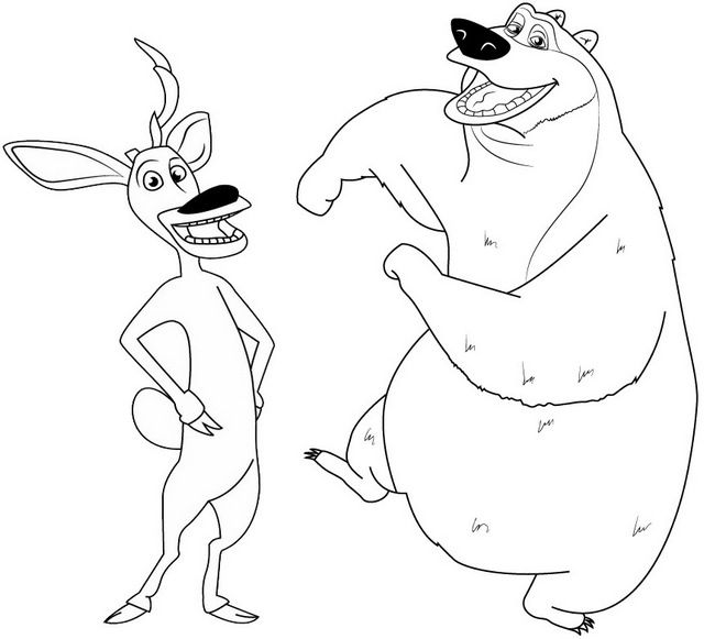Boog and elliot dancing coloring page of open season cartoon mini drawings coloring pages disney coloring pages