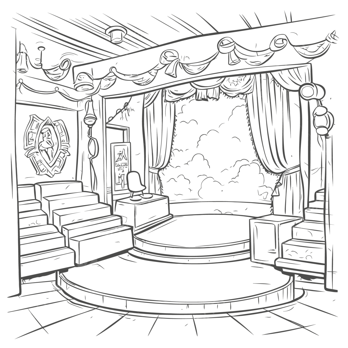 Theater stage set with curtains coloring pages royalty free illustration outline sketch drawing vector wing drawing rat drawing theater drawing png and vector with transparent background for free download