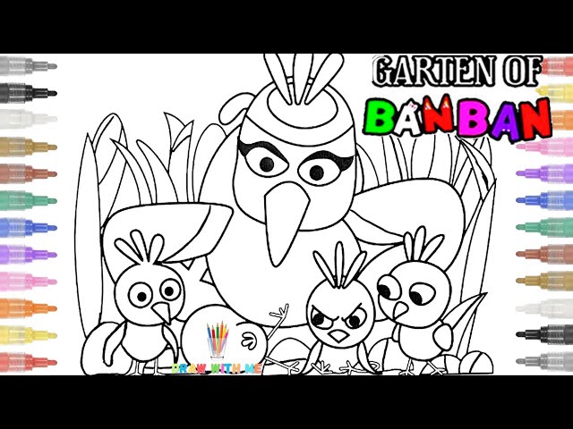 Opila bird and her babies garten of banban coloring pages