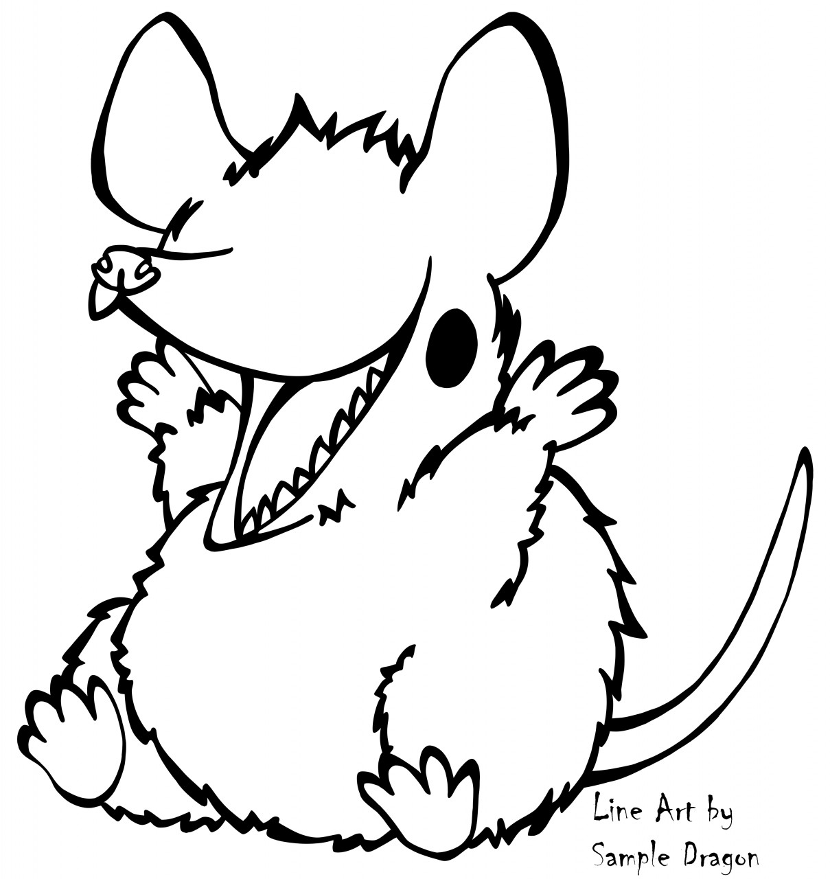 Happy opossum coloring page freeuse by sampledragon