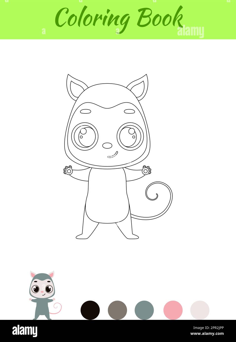 Coloring page happy opossum coloring book for kids educational activity for preschool years kids and toddlers with cute animal vector stock stock vector image art