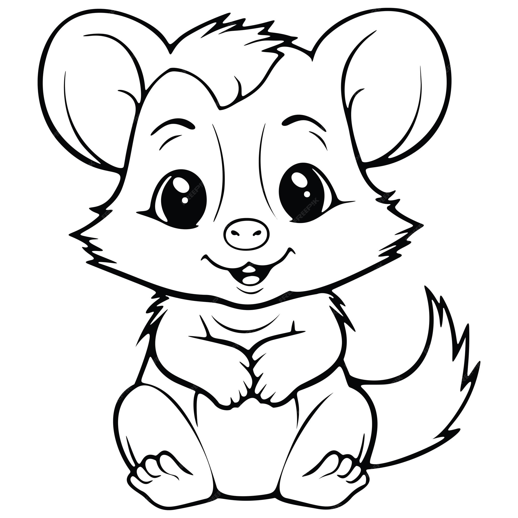 Premium vector kawaii opossum silhouette