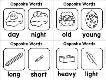 Learn opposite words for kids printable flashcards tpt