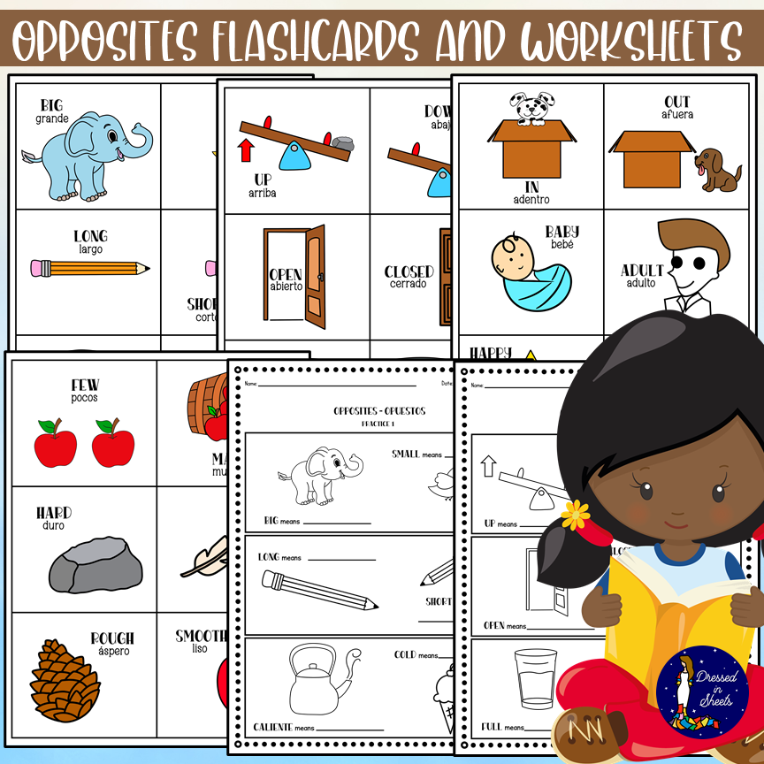 Opposites flashcards and worksheets made by teachers