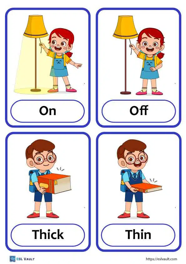 Free printable opposites flashcards