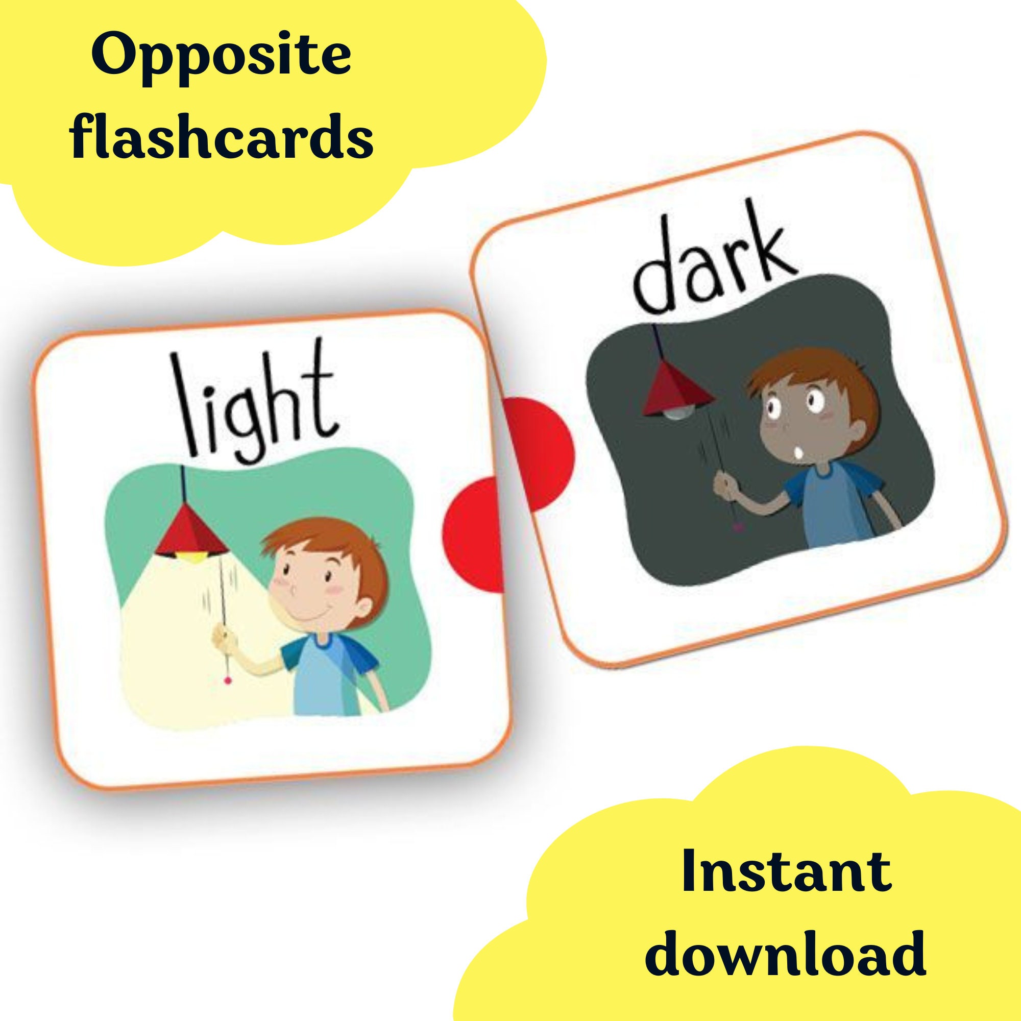 Opposites matching flashcards pairing cards preschool memory game special education toddler learning binder preschool printables