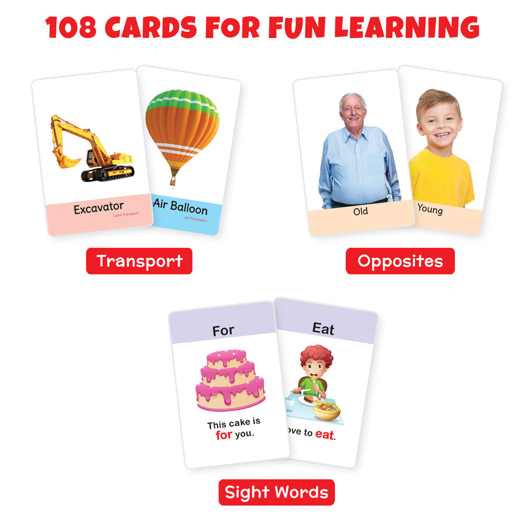 Little berry little berry flash cards for kids set of transport opposites sight words