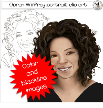Oprah winfrey black history portrait clip art by caboose designs