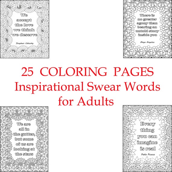 Inspirational swear words coloring pages for adults