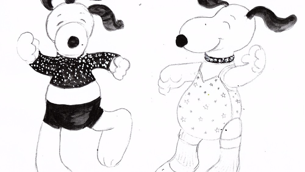 Sketches from snoopy and belles latest fashion exhibit â