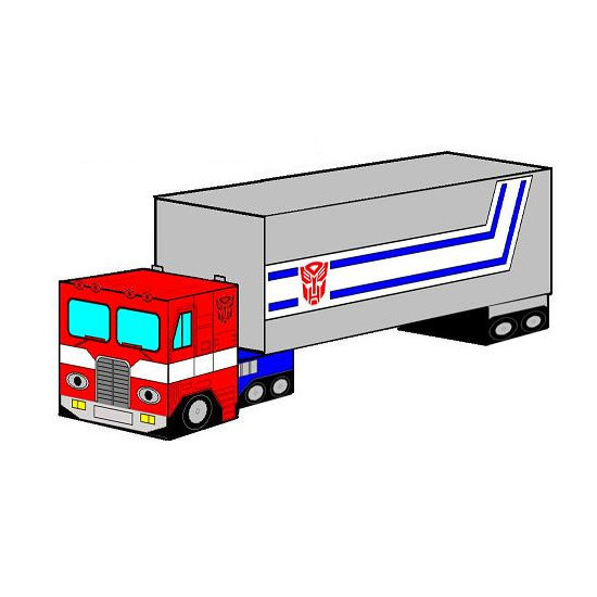 Optimus prime trailer truck paper toy free printable papercraft templates