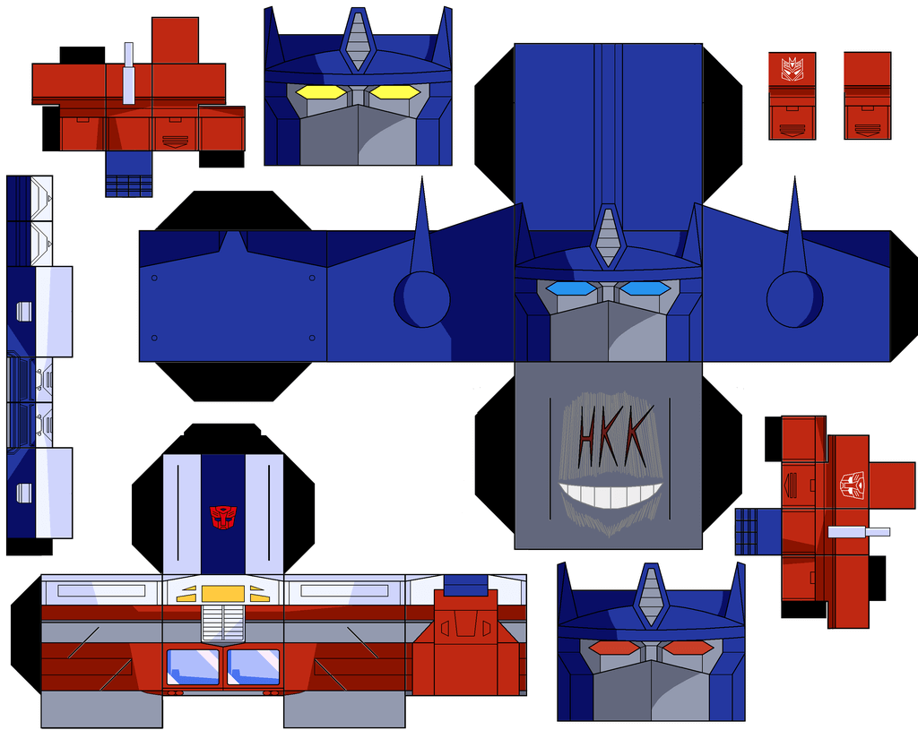 Optimus prime paper toy free printable papercraft templates