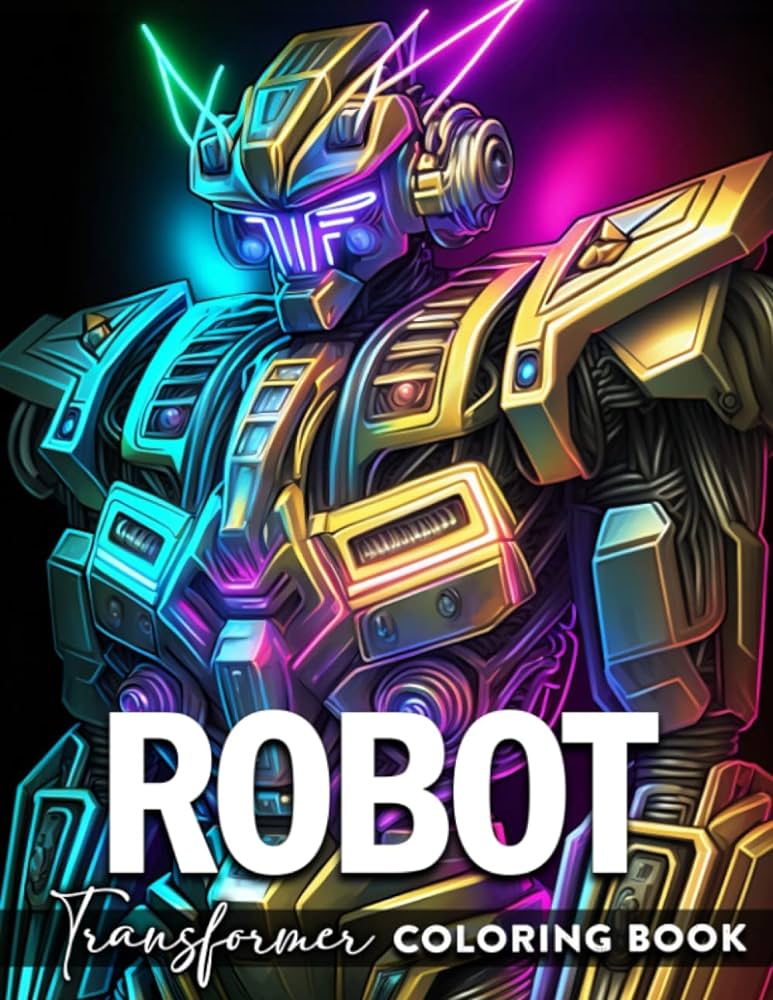 Robot loring book loring pages optimus prime bumblebee and other robots drawing images inside for teens adults stress relief birthday benjamin larissa books