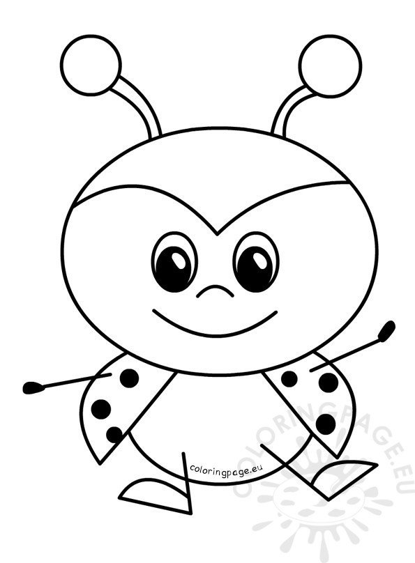 Happy sweet baby ladybug coloring page