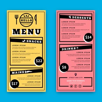 Page restaurant menu a orage color images