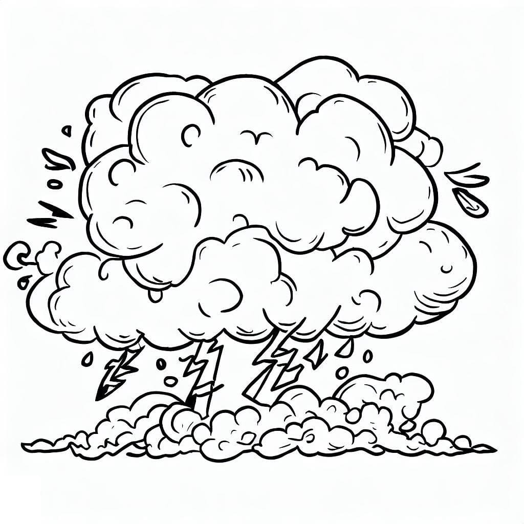 Coloriage nuage et orage pour les enfants