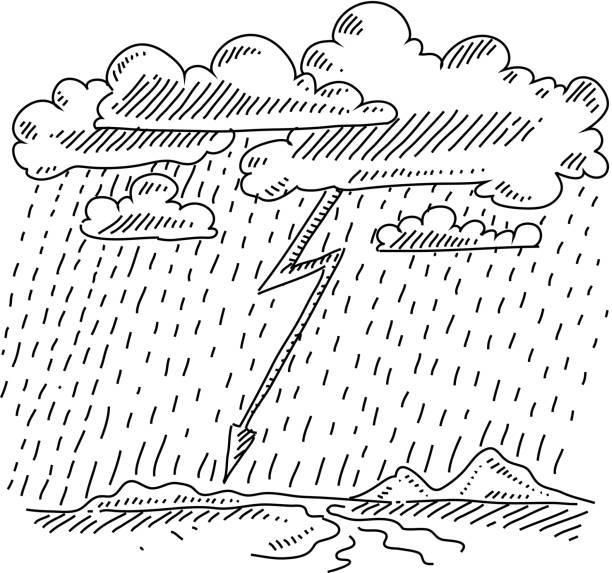 Orage et pluie dessin vecteurs libres de droits et plus dimages vectorielles de affaires