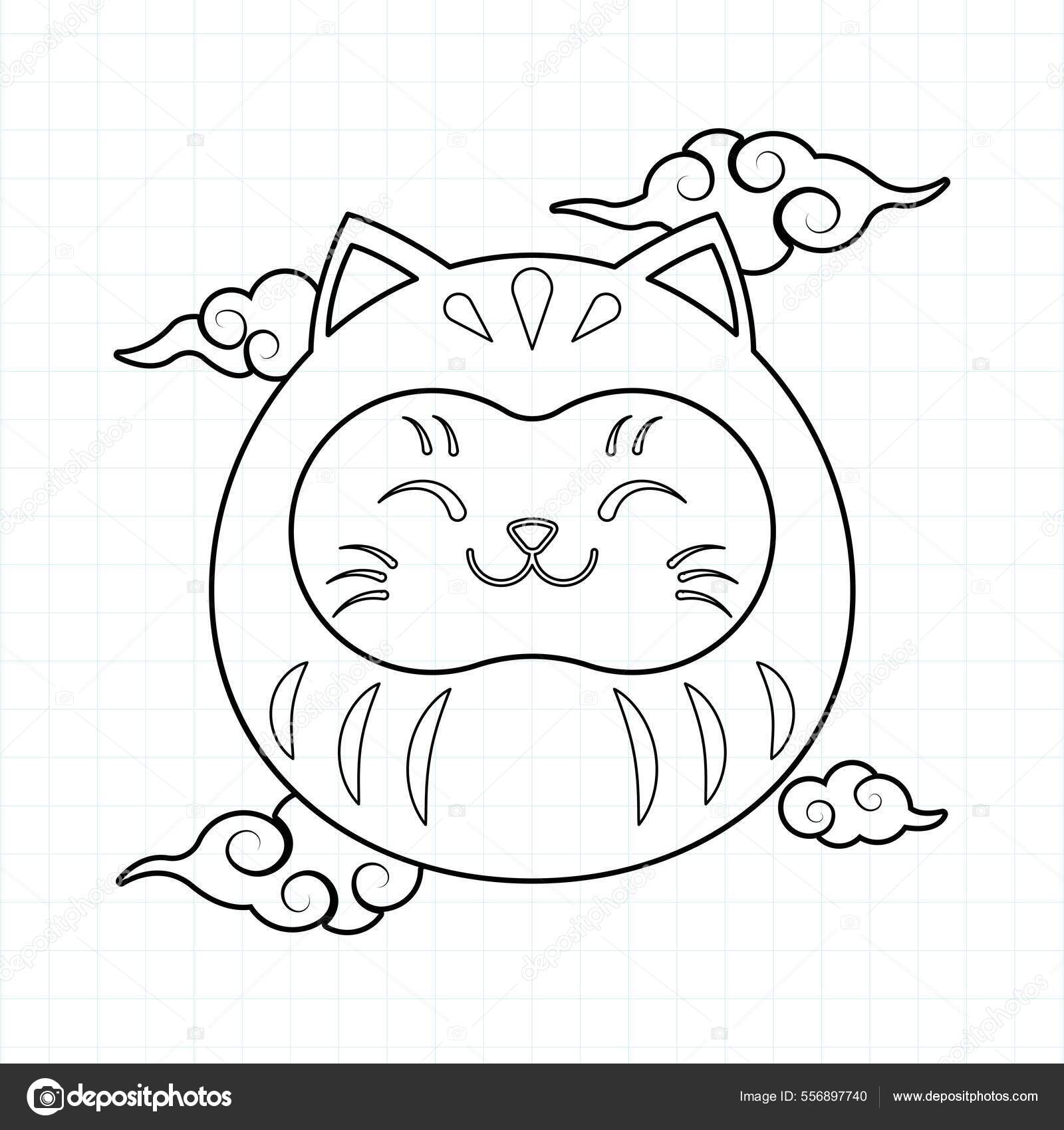 Hand drawn daruma doll coloring page vector illustration eps stock vector by yudhistarkey