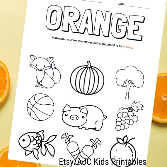 What things are orange set of orange words flashcards educational activities worksheets for preschool kindergarten