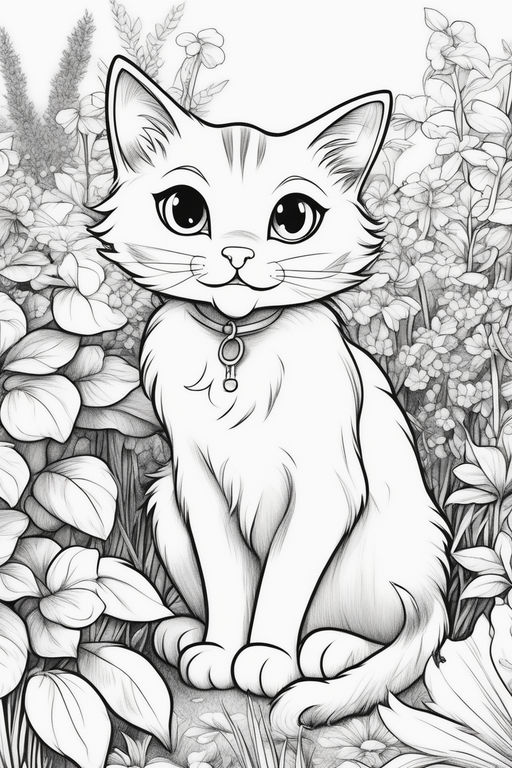 A cute cuddly in the garden orange background line art