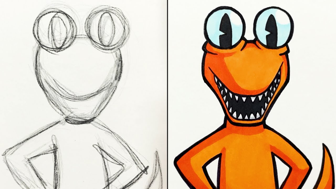 How to draw and paint rainbow friends orange