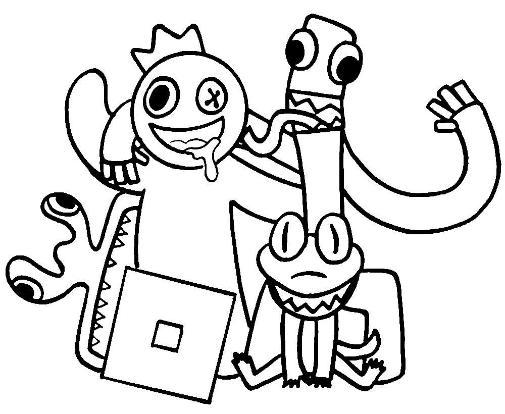 Orange rainbow friends coloring pages printable for free download