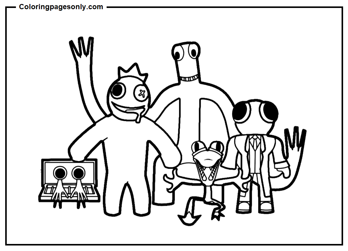 Orange rainbow friends coloring pages