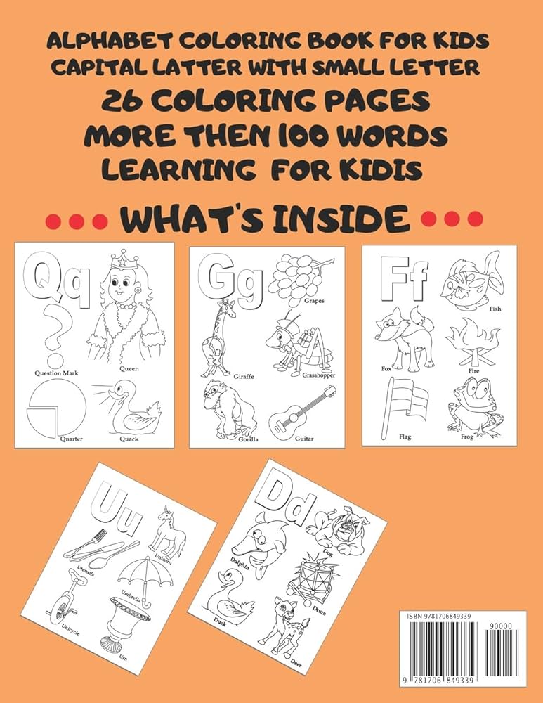 Alphabet coloring book colorwrite and learn an activity book for toddlers and preschool kids to learn the english alphabet letters from a to zmore then words coloring pages book cute