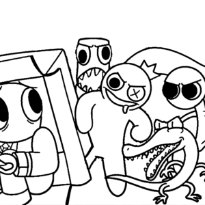 Orange rainbow friends coloring pages printable for free download