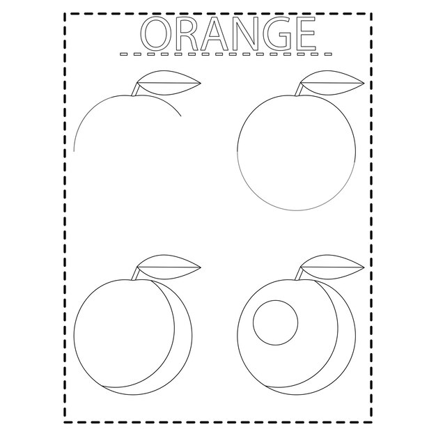 Premium vector orange draw coloring pages for kids