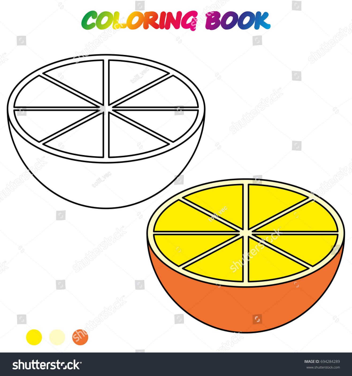 Orange coloring book coloring page educate stock vector royalty free