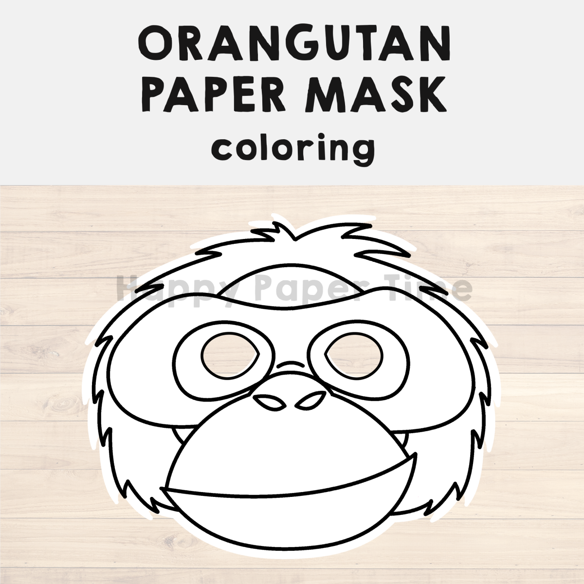 Orangutan paper mask printable asian jungle animal coloring craft activity made by teachers