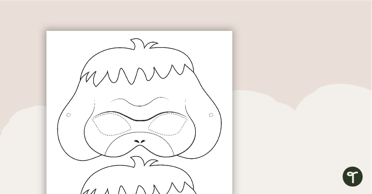 Orangutan face mask template teach starter