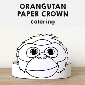 Orangutan paper crown printable ape animal asian jungle craft activity