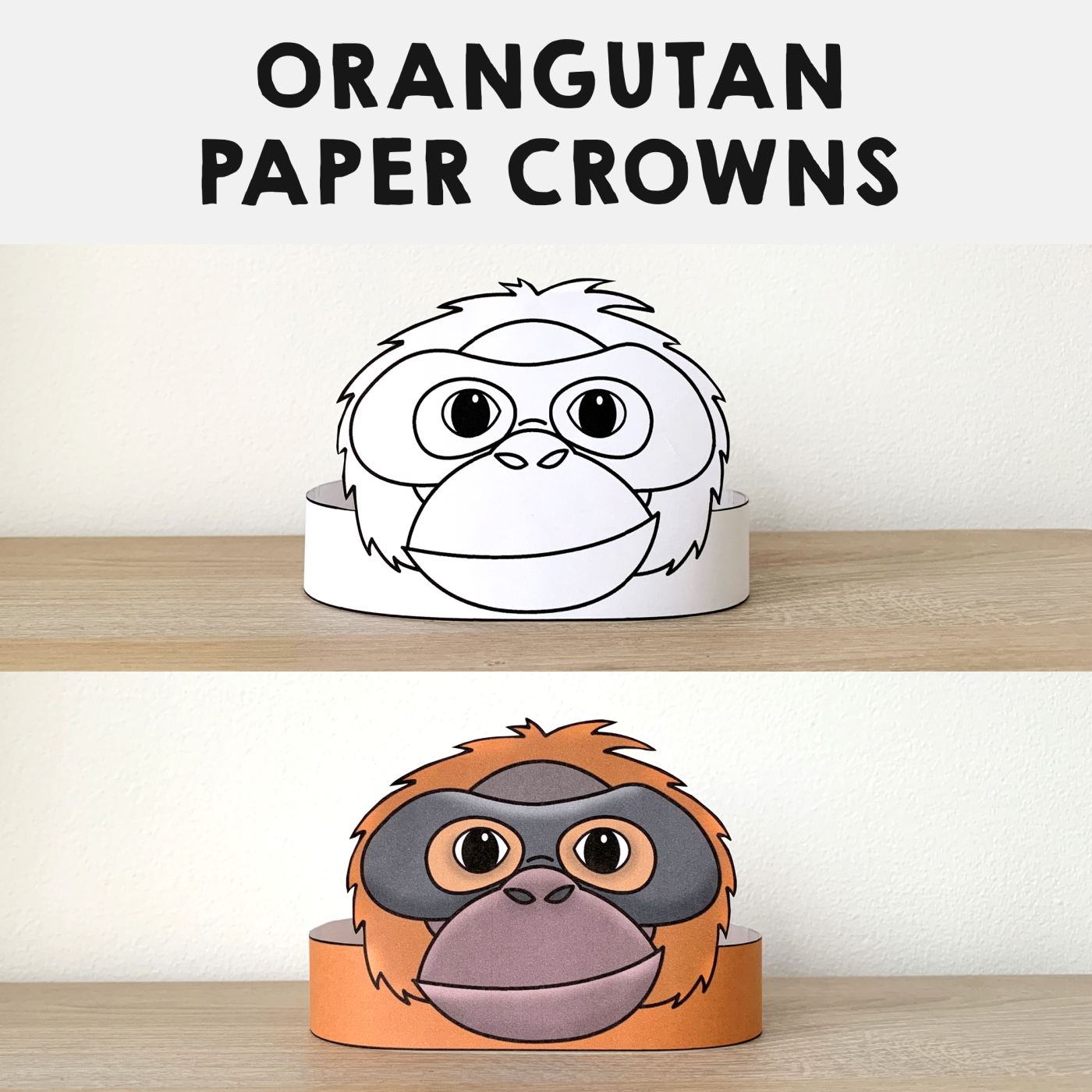 Orangutan paper crowns printable asian animal coloring craft made by teachers