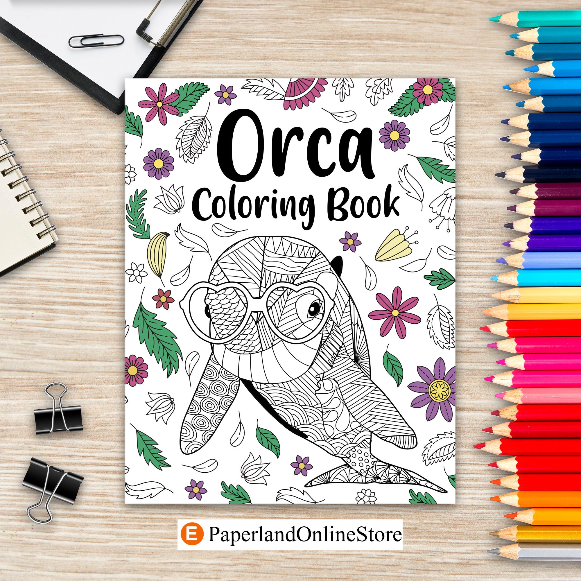 Orca coloring book activity coloring books for adults floral mandala coloring pages stress relief picture gifts for killer whale lovers