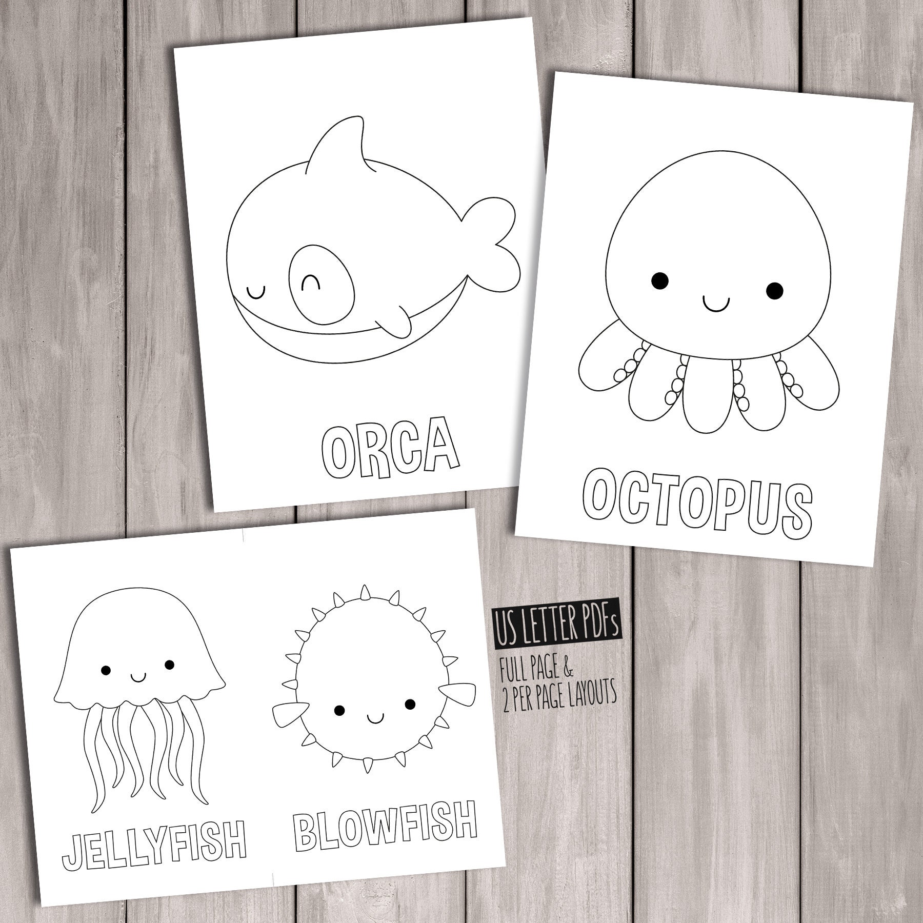 Printable sea animals coloring pages kids party games birthday favor animal coloring sheet baby shower activities school teacher games