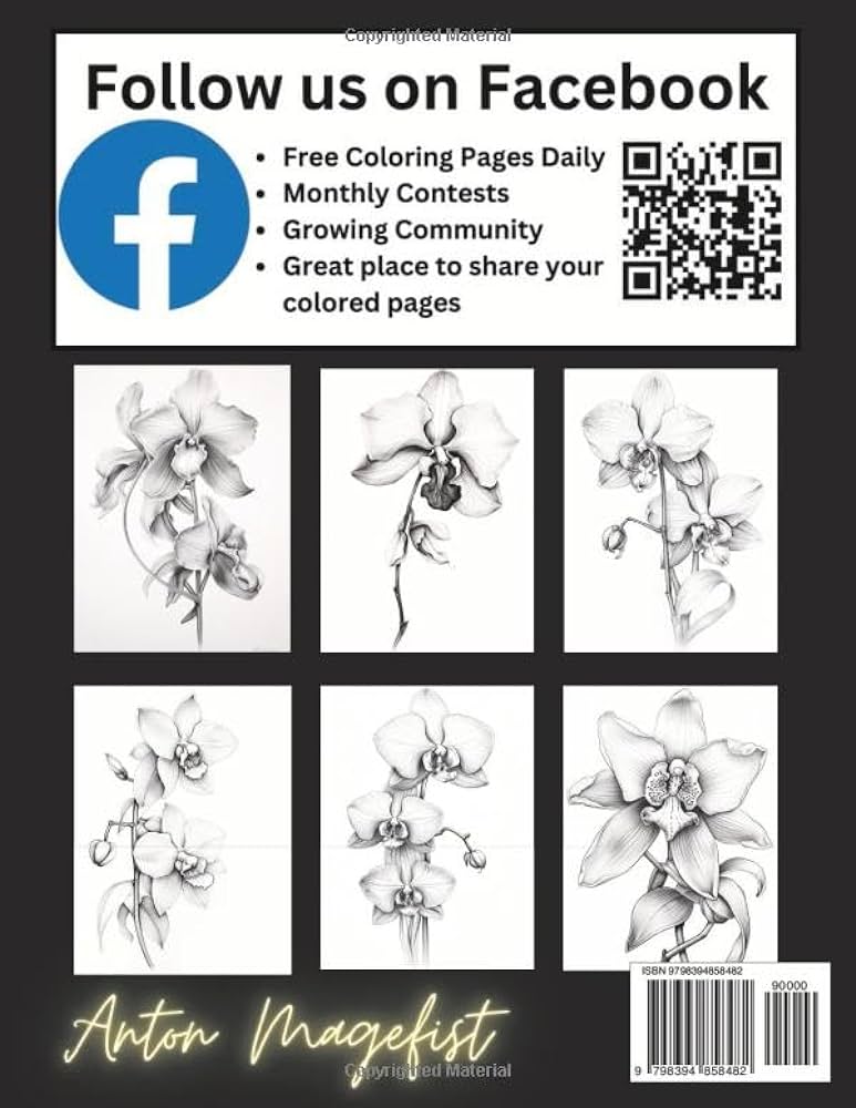 Orchid coloring book orchid coloring pages for adults a botanical escape into the serenity of orchids magefist anton books