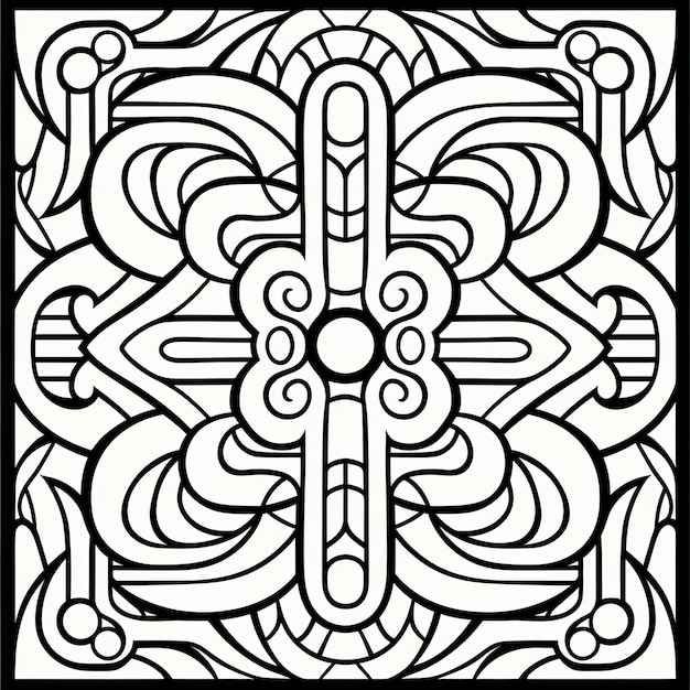 Premium ai image symmetrical stained glass coloring page with bold outline