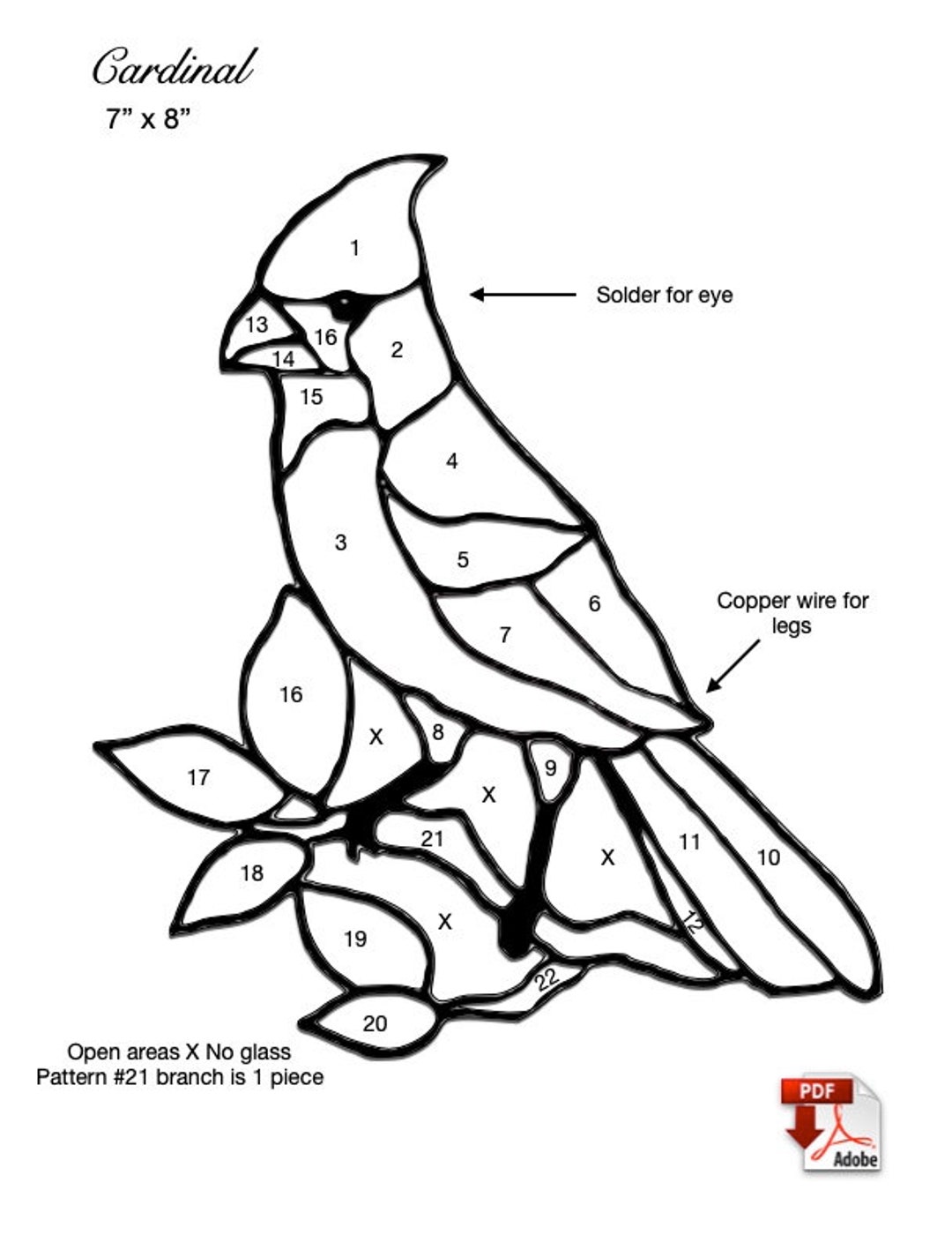 Cardinal stained glass pattern