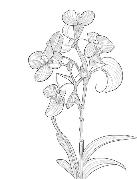 Premium ai image flower coloring book orchid line art vector illustration