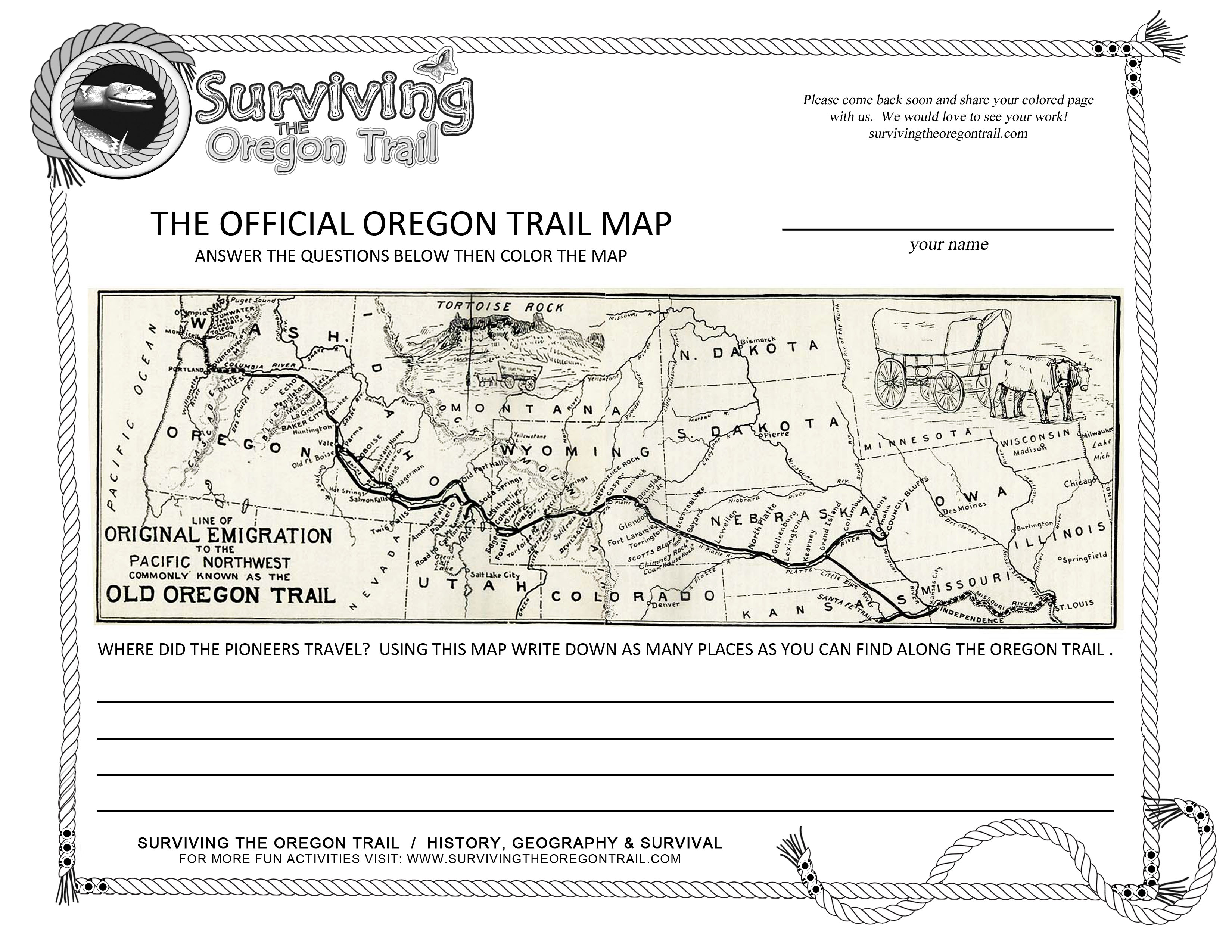 The actual the original oregon trail map