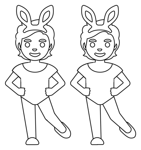 Dibujo de emoji de personas con orejas de conejo para colorear dibujos para colorear imprimir gratis