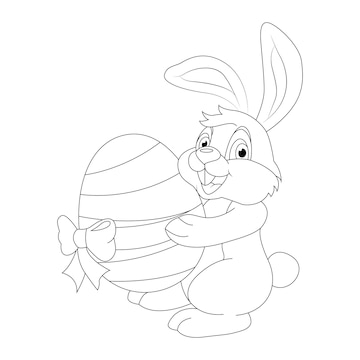 Felic pascuas con orejas de conejo y lindo conejo para colorear pintar e imprimir vector premium