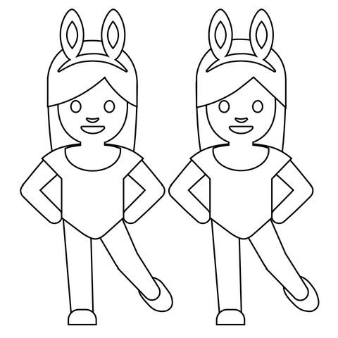 Dibujo de gente con emoji de orejas de conejo para colorear dibujos para colorear imprimir gratis
